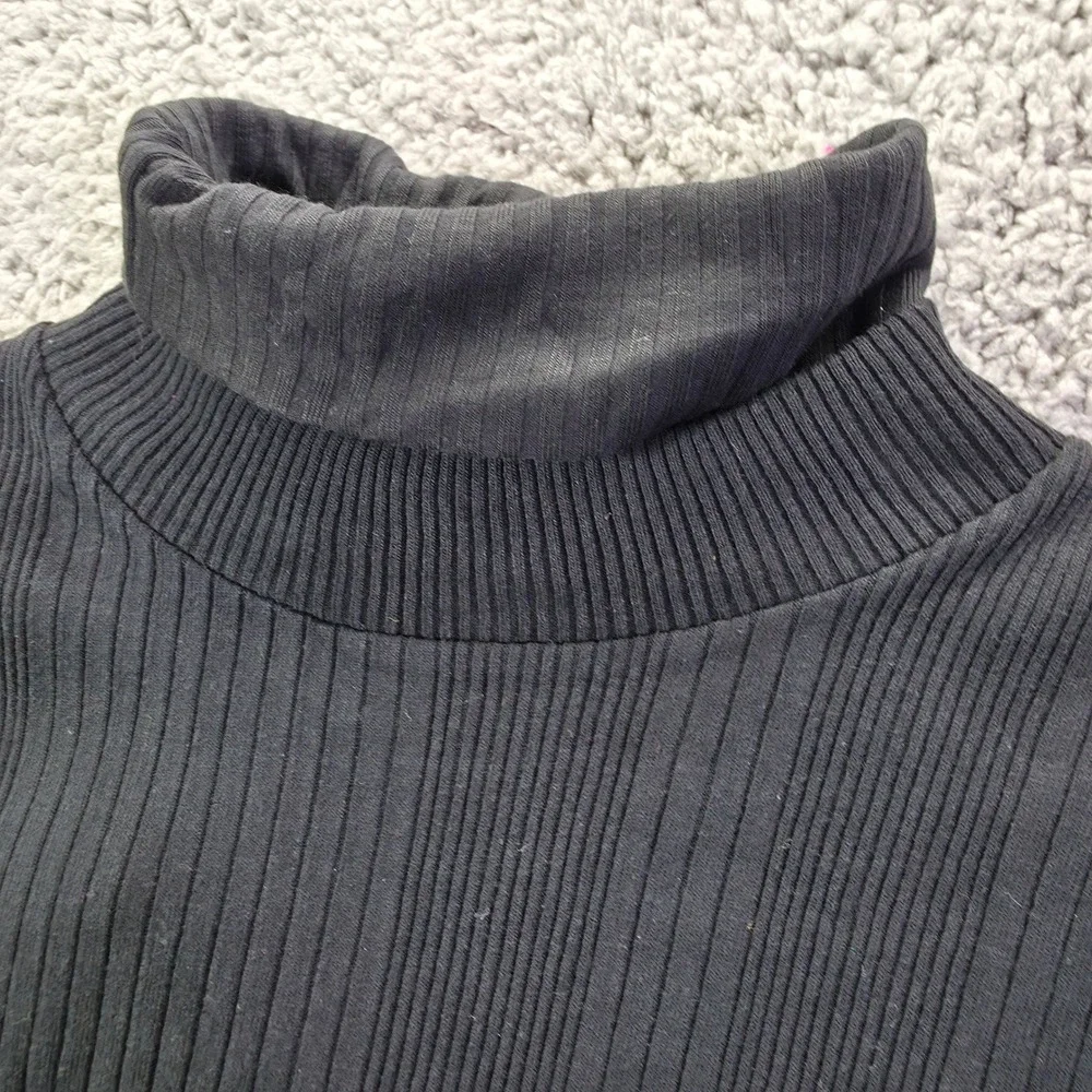 B.E. Womens Ribbed Turtleneck Top Black Long Sleeve Cotton Blend Size Small